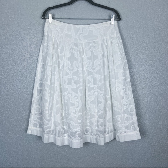 Lafayette 148 A-Line 100% Cotton White Geometric Skirt 6 - Flowy, Lined, Summer - Picture 2 of 9